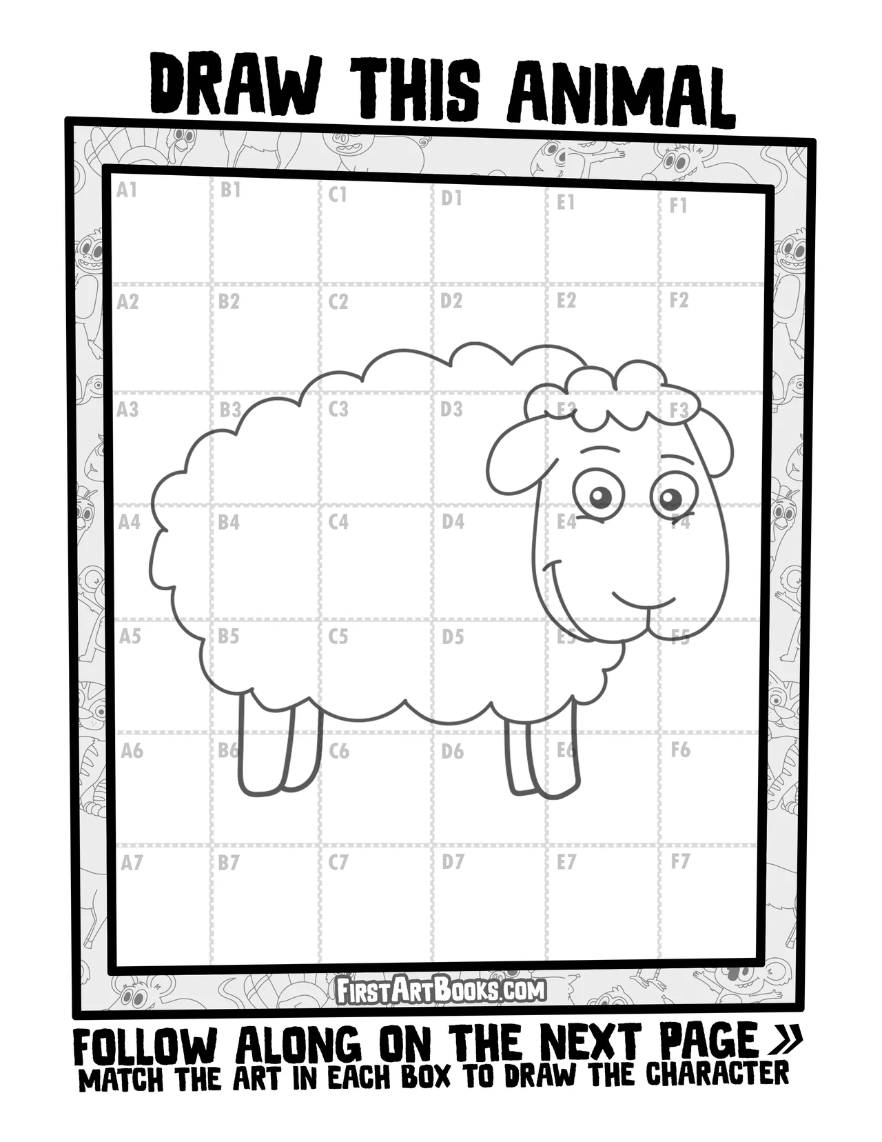 Free Activity Page: How to Draw a Sheep with the Grid Drawing Method – illustration 2