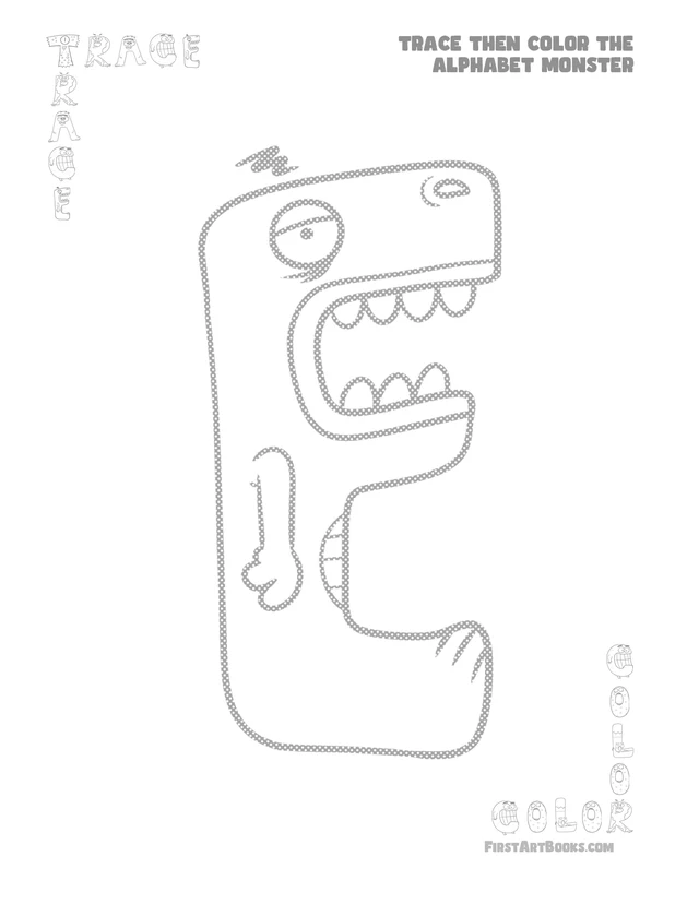 Trace Then Color: Alphabet Monsters printable page