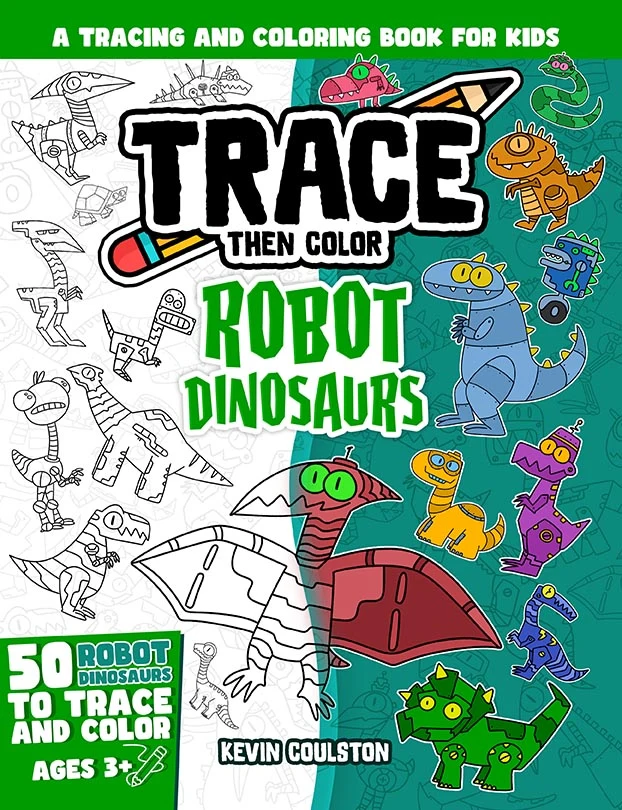 Trace Then Color: Robot Dinosaurs