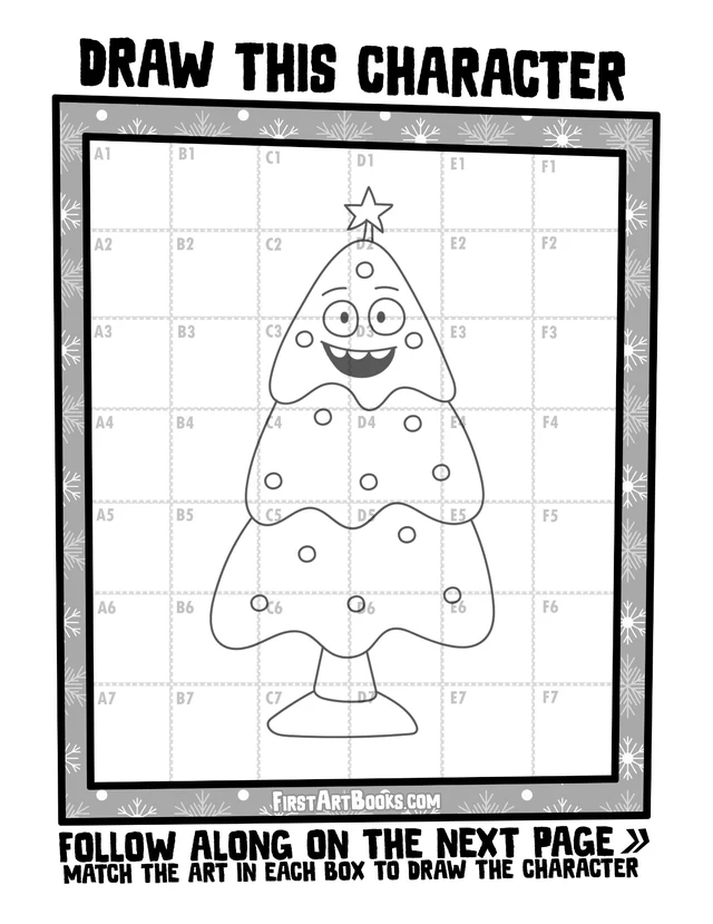 Draw by Grid: Christmas: character grid page and blank grid