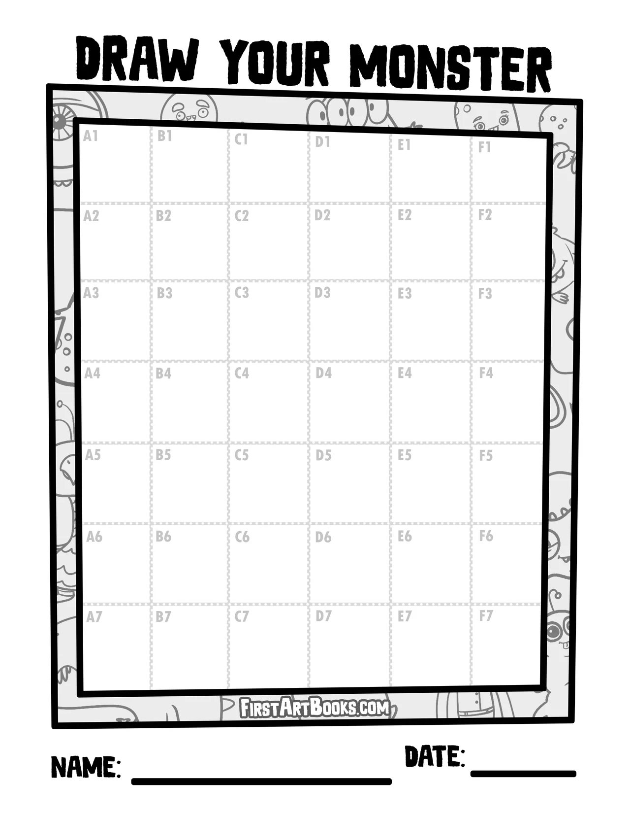 Free Activity Page: Cyclops Teddy Bear Monster Grid Drawing Exercise - Fun Art Worksheet – illustration 3