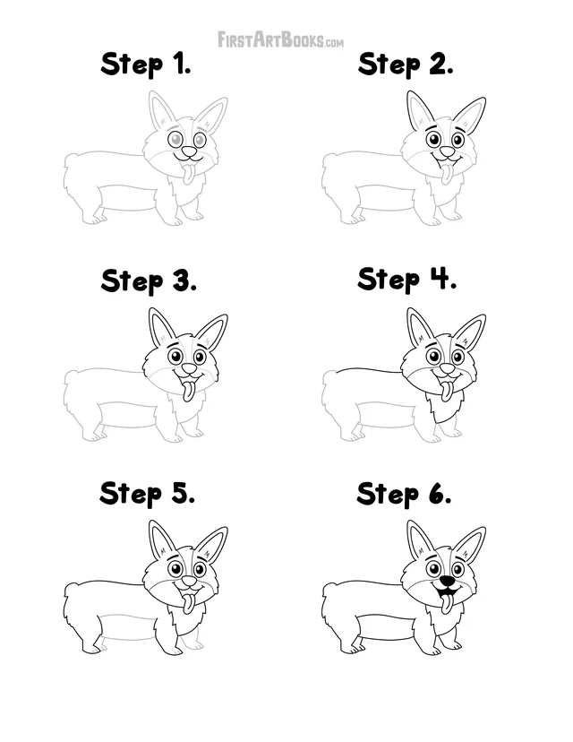 How to Draw a Corgi: free printable page