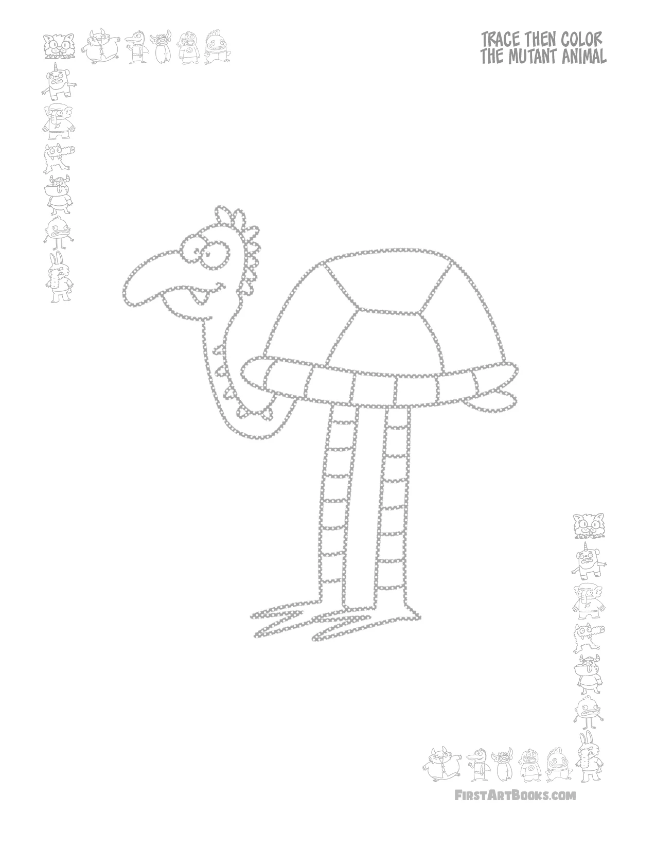 Free Activity Page: Trace and Color a Turtle Flamingo Hybrid – illustration 3