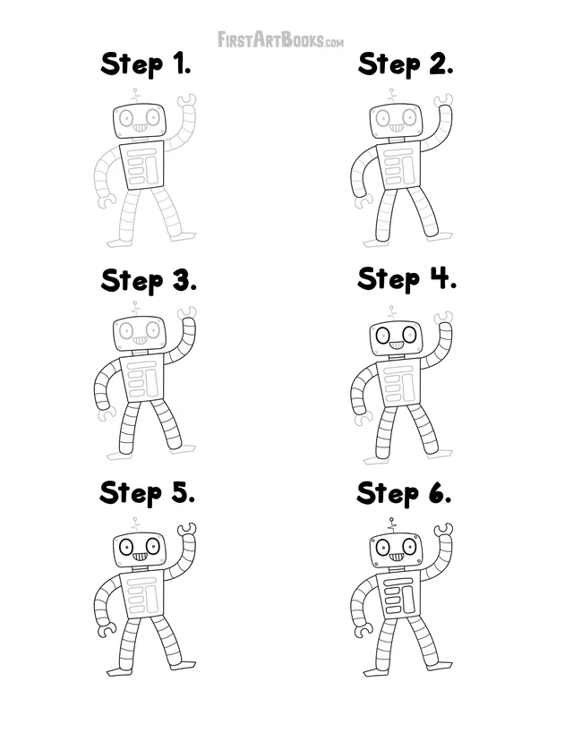 How to Draw a Robot: free printable page