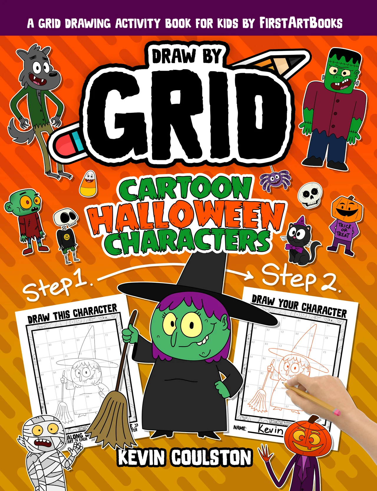 Draw by Grid: Cartoon Halloween Characters