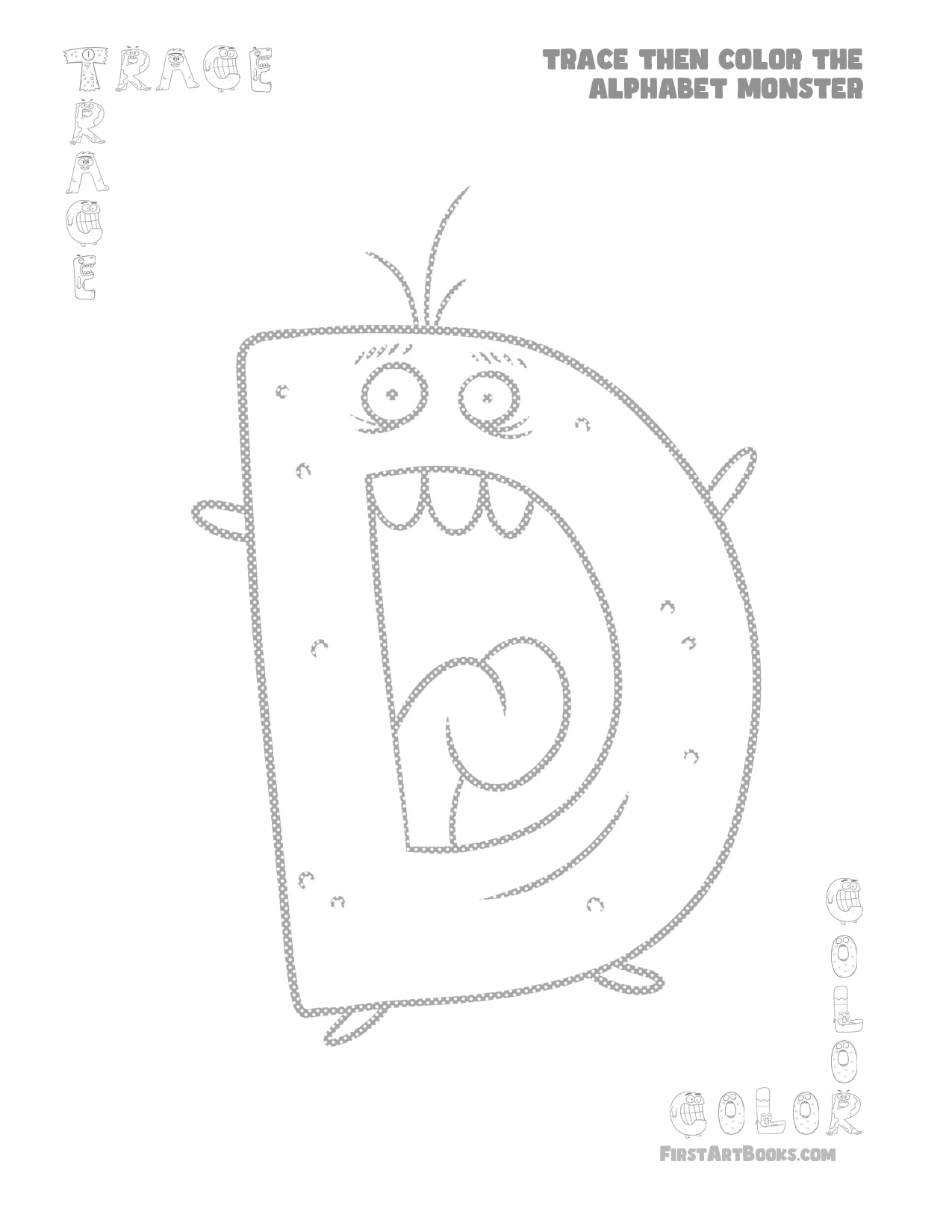 Trace Then Color: Alphabet Monsters sample 2