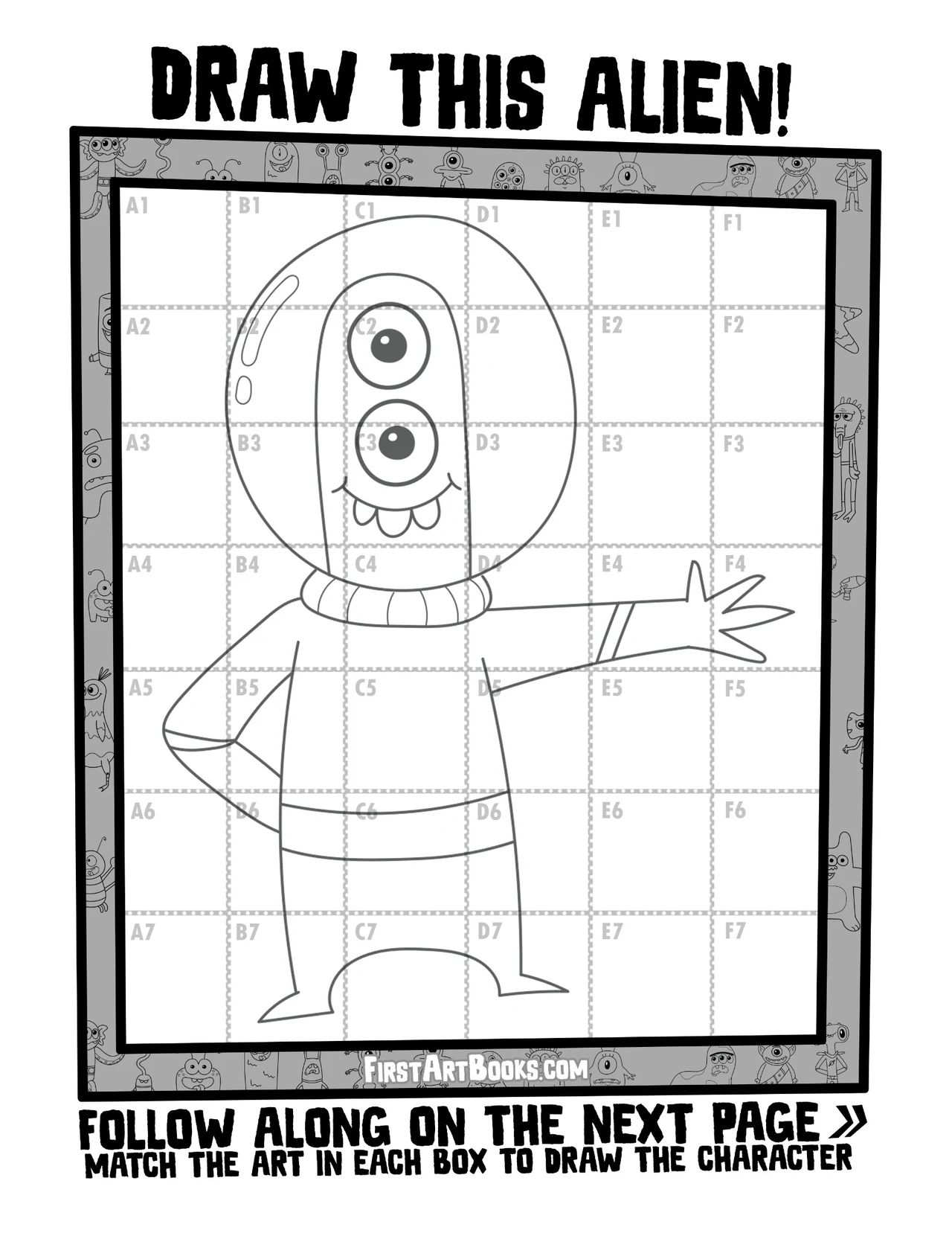 Draw by Grid: Silly Aliens sample 4