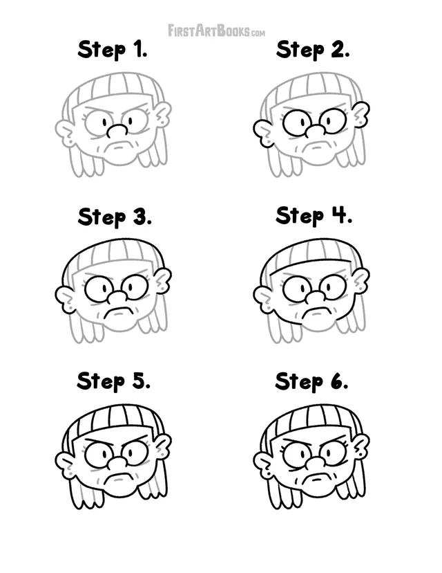 How to Draw: Grumpy Faces printable page