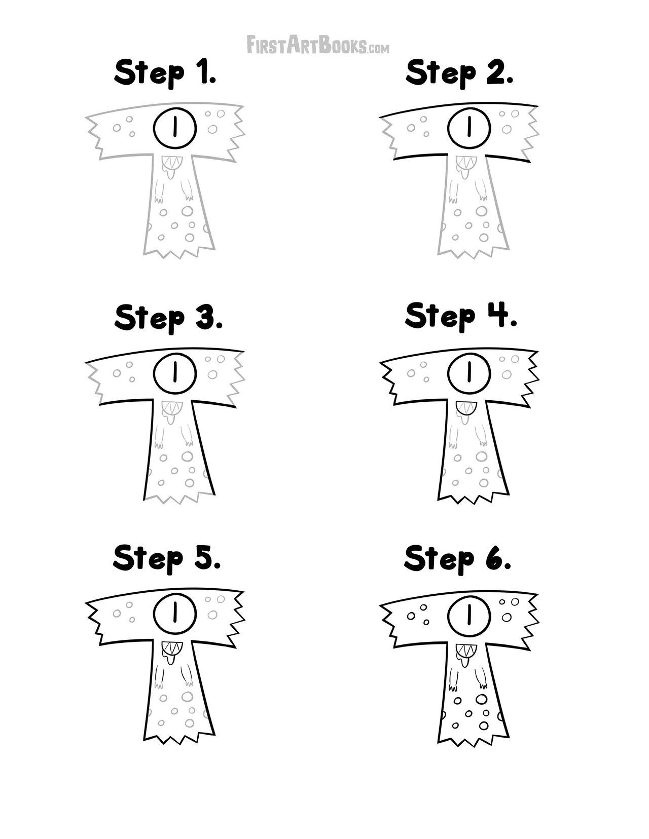 Free Activity Page: Alphabet Monsters - The Letter T - Draw Your Favorite Letters and Numbers as Cute Beasts! – illustration 2