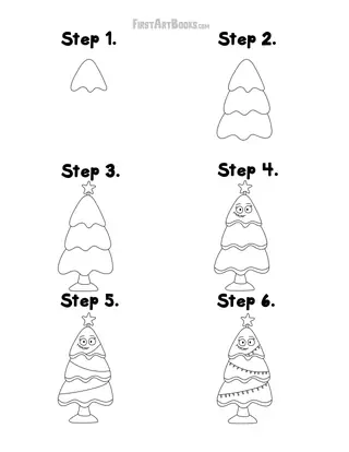 How to Draw a Christmas Tree: free printable page