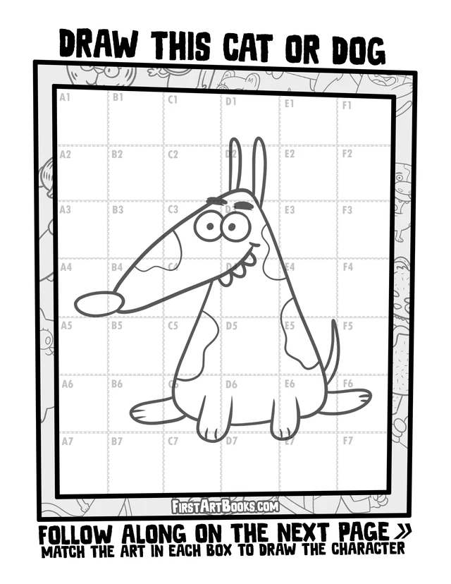 Cartoon Dog Drawing Tutorial: free printable page