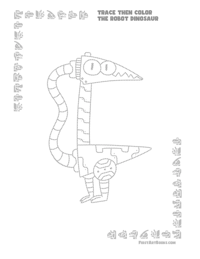 A Robot Dinosaur Coloring Page: free printable page