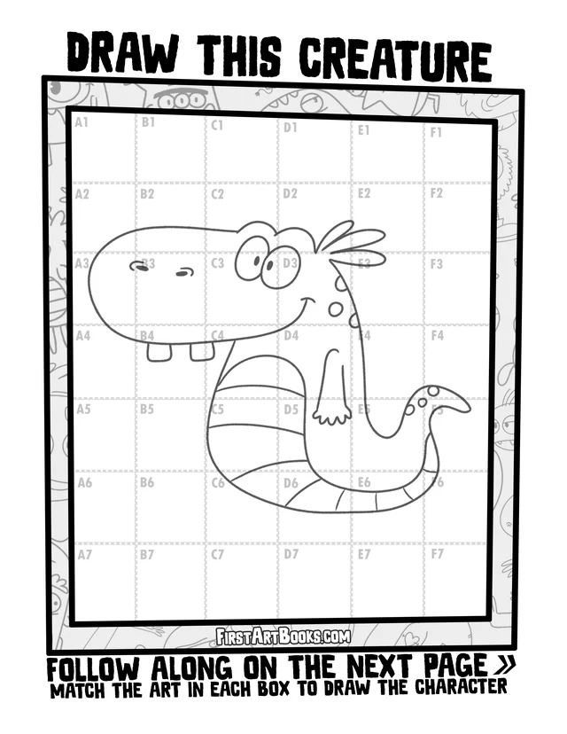 Draw A Weird Creature by Grid: free printable page