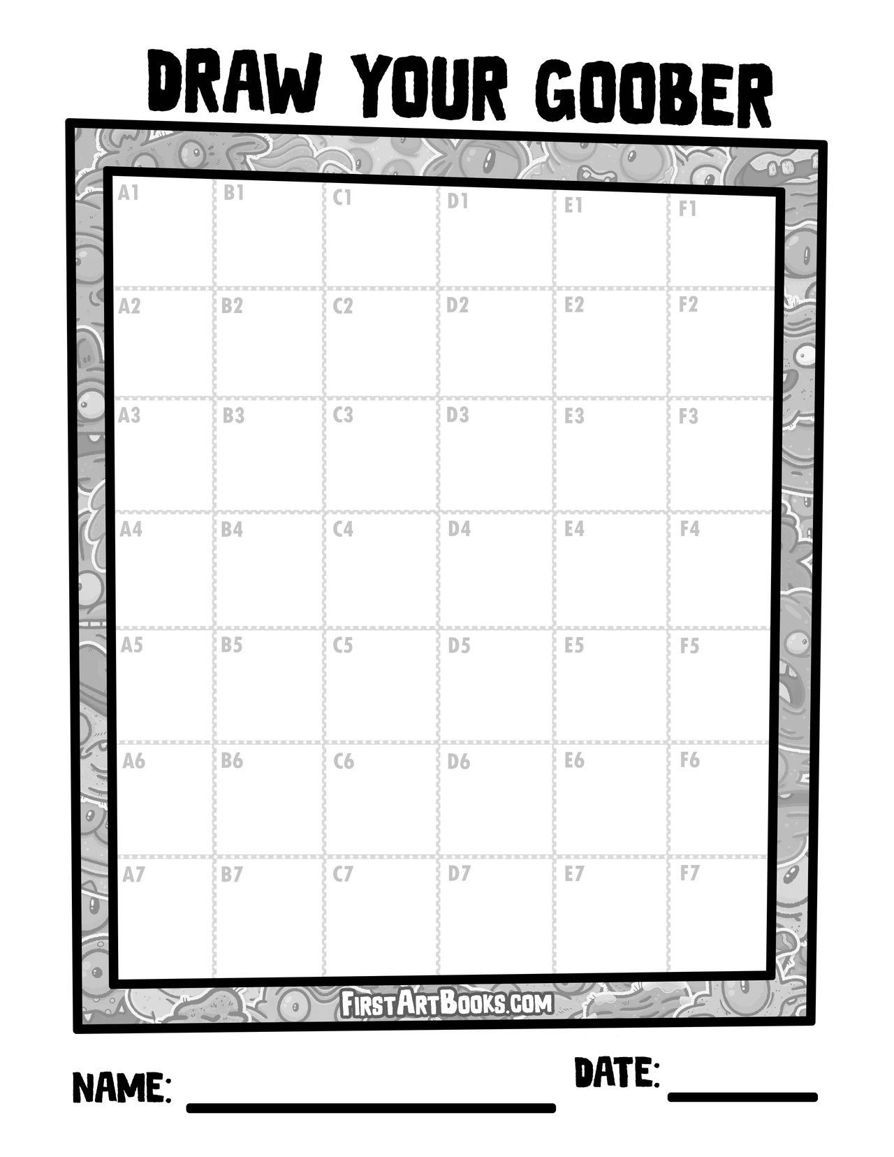 Free Activity Page: A 3-Eyed 2-Horned Goober on a Grid – illustration 5
