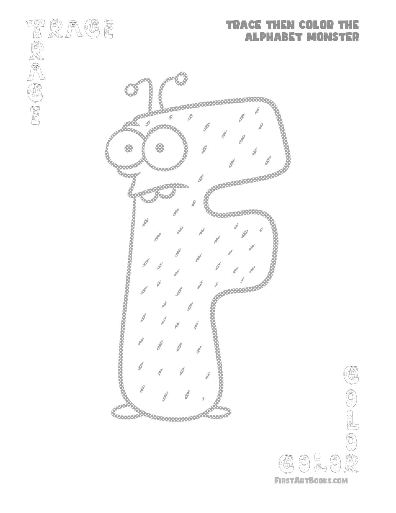 Trace Then Color: Alphabet Monsters sample 1