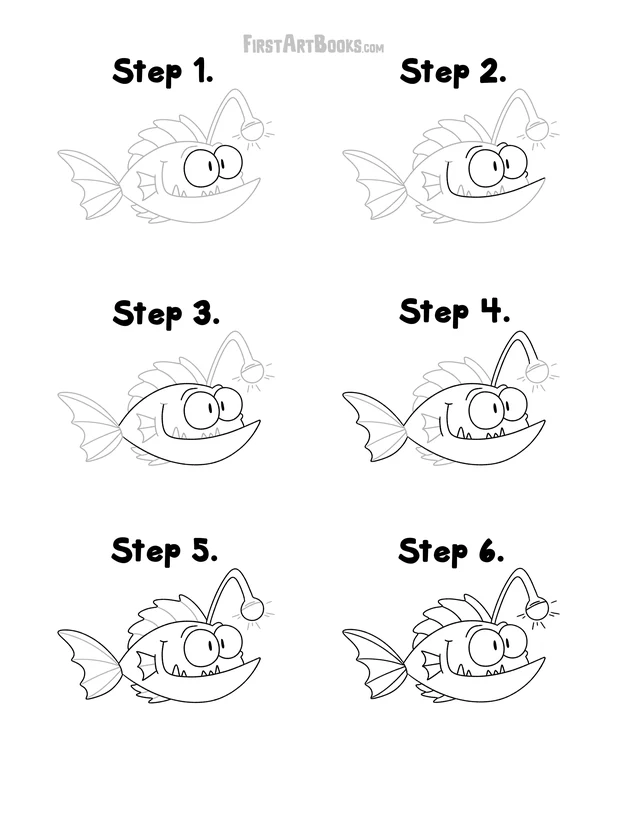 How to Draw an Anglerfish: free printable page