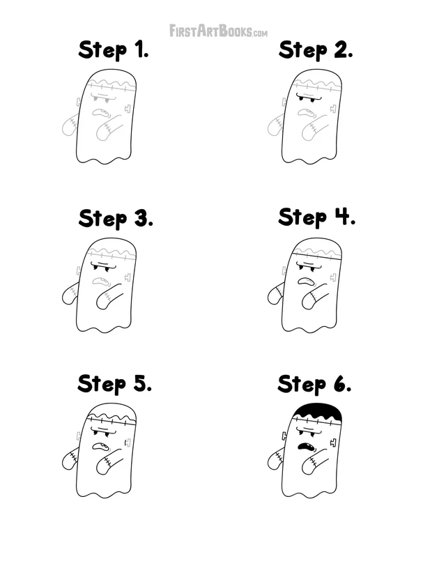 How to Draw: Cartoon Ghosts printable page
