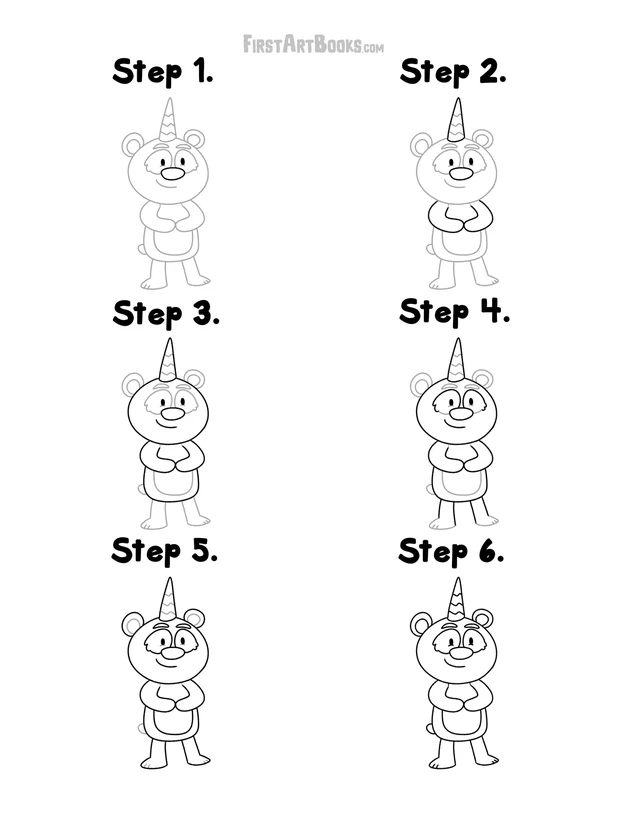 How to Draw: Unicorn Animals printable page