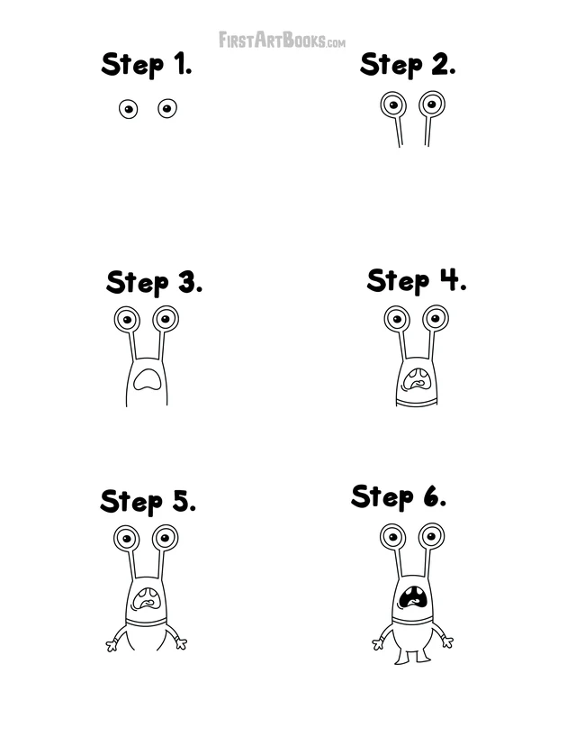How to Draw a Cartoon Alien: free printable page