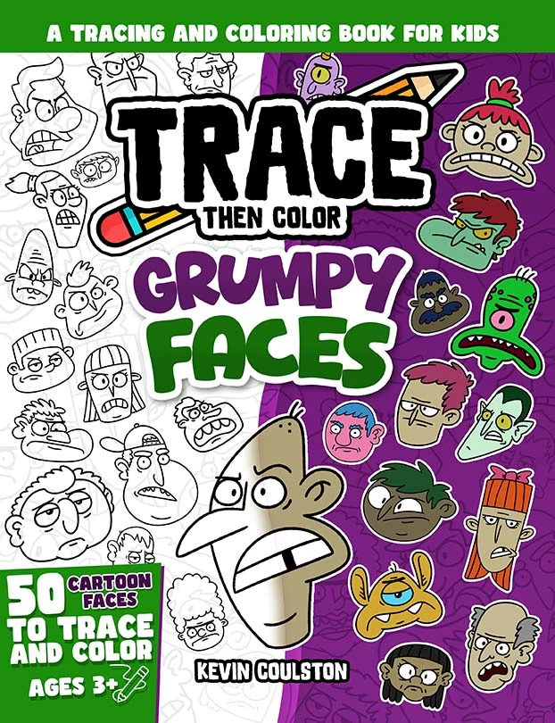 Trace Then Color: Grumpy Faces