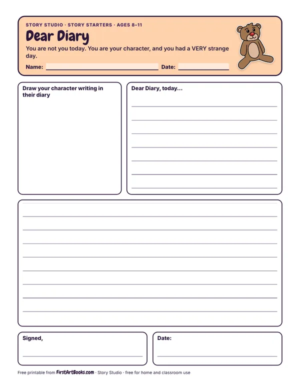 Dear Diary story sheet