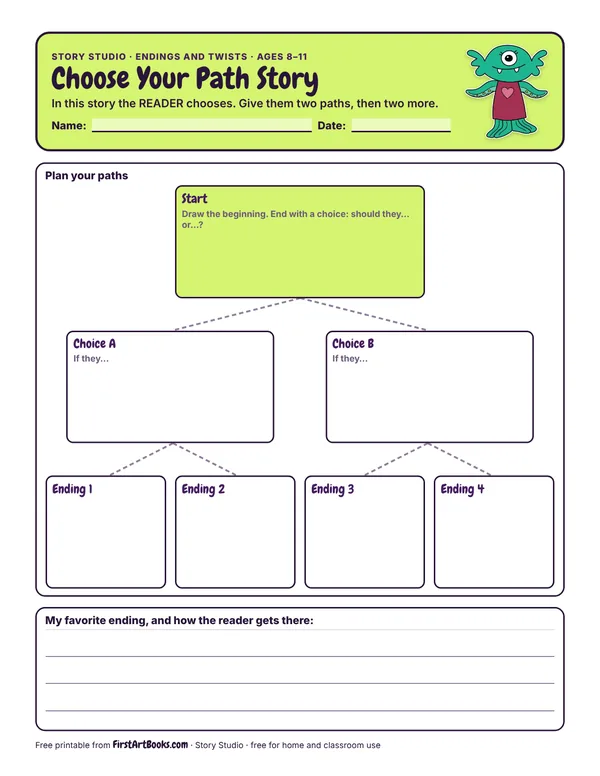 Choose Your Path Story story sheet