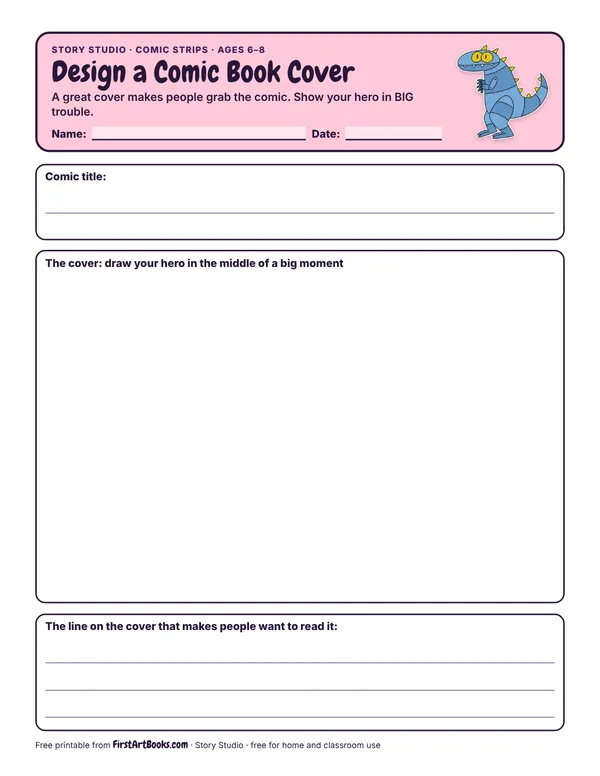 Design a Comic Book Cover story sheet