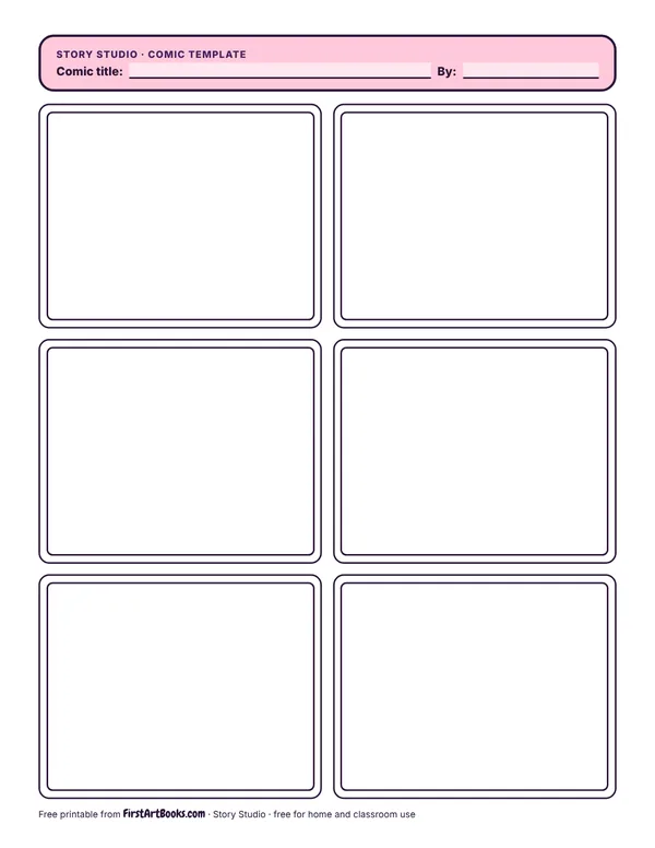 A blank six-panel comic page