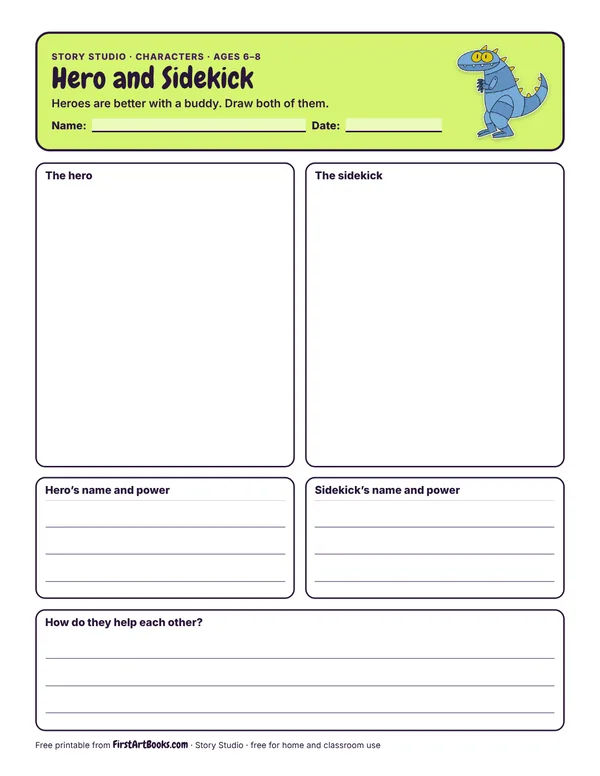 Hero and Sidekick story sheet