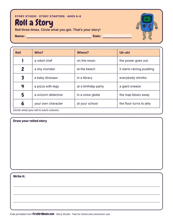 Roll a Story story sheet