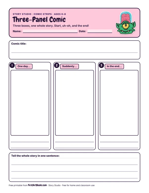 Three-Panel Comic story sheet