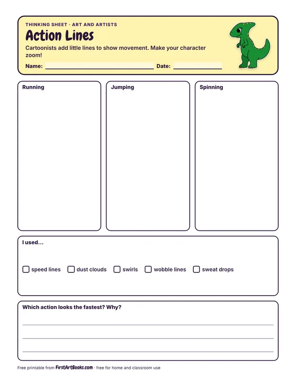 Preview of the Action Lines thinking sheet