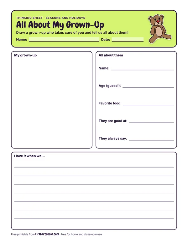 Preview of the All About My Grown-Up thinking sheet