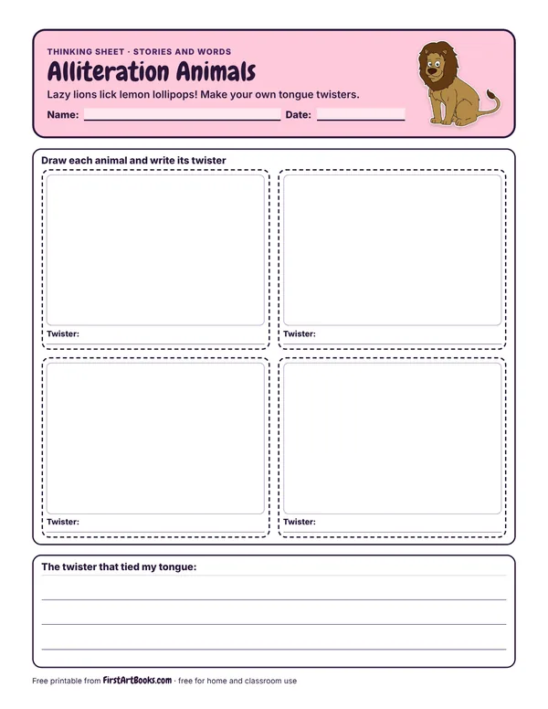 Preview of the Alliteration Animals thinking sheet