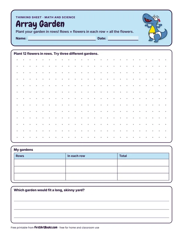 Preview of the Array Garden thinking sheet