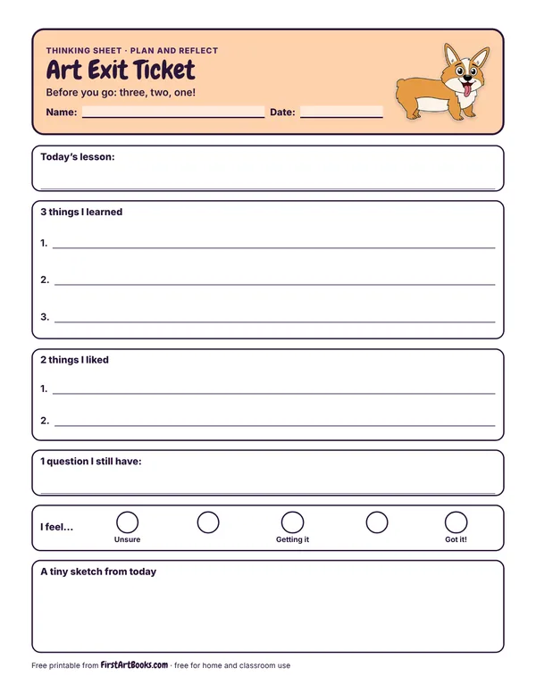 Art Exit Ticket thinking sheet
