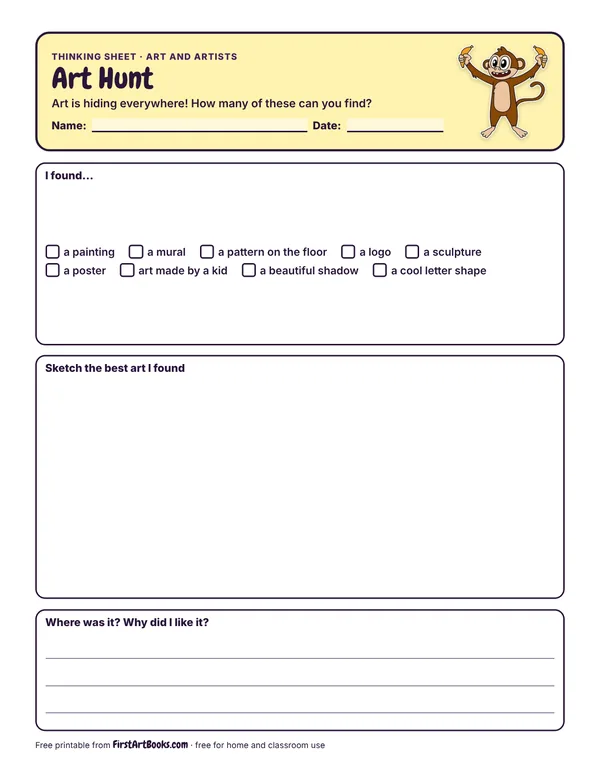 Preview of the Art Hunt thinking sheet