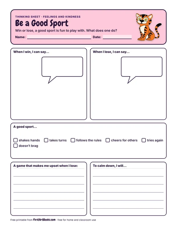 Preview of the Be a Good Sport thinking sheet