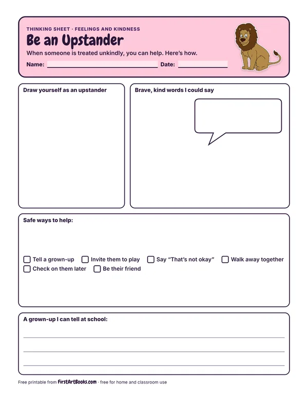 Preview of the Be an Upstander thinking sheet