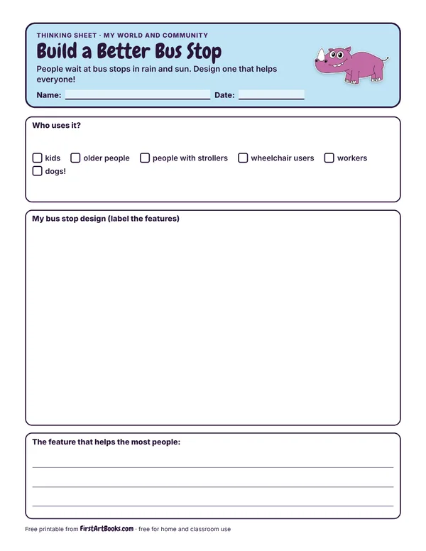 Preview of the Build a Better Bus Stop thinking sheet