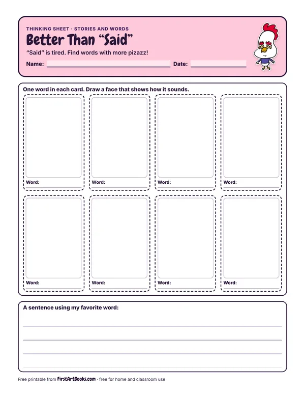Preview of the Better Than “Said” thinking sheet