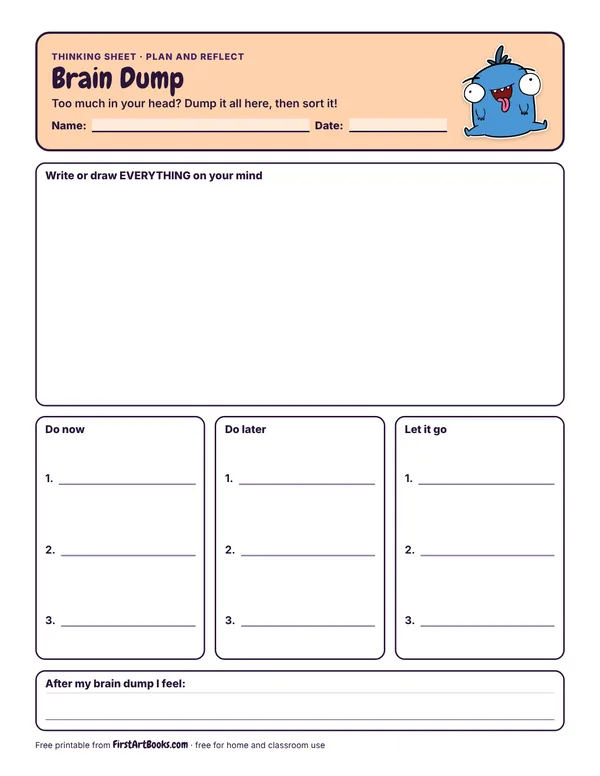 Preview of the Brain Dump thinking sheet