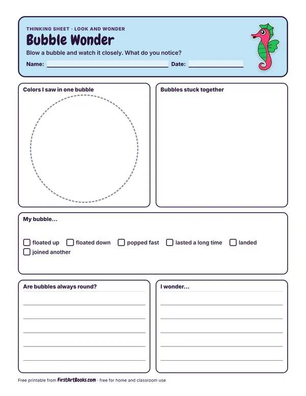 Preview of the Bubble Wonder thinking sheet