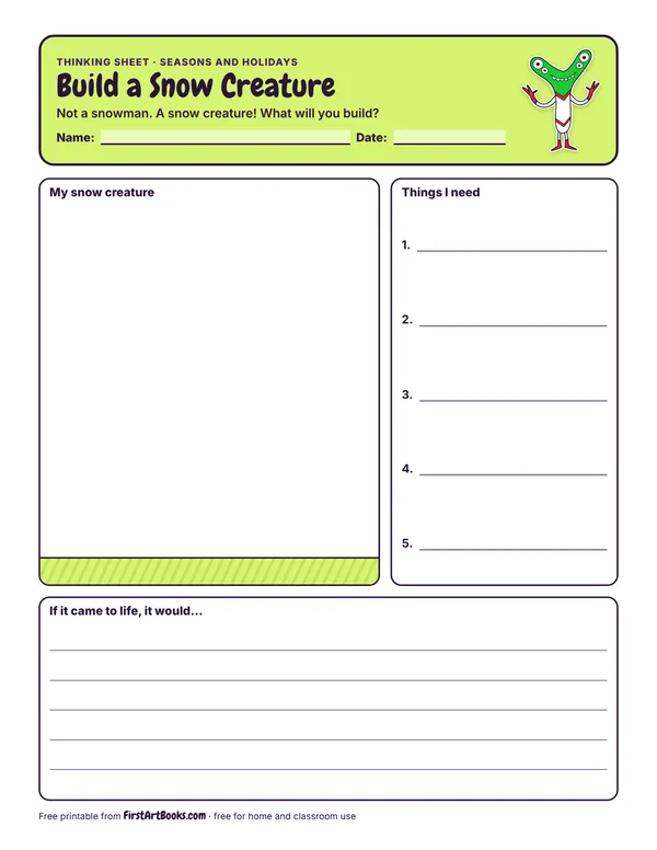 Preview of the Build a Snow Creature thinking sheet