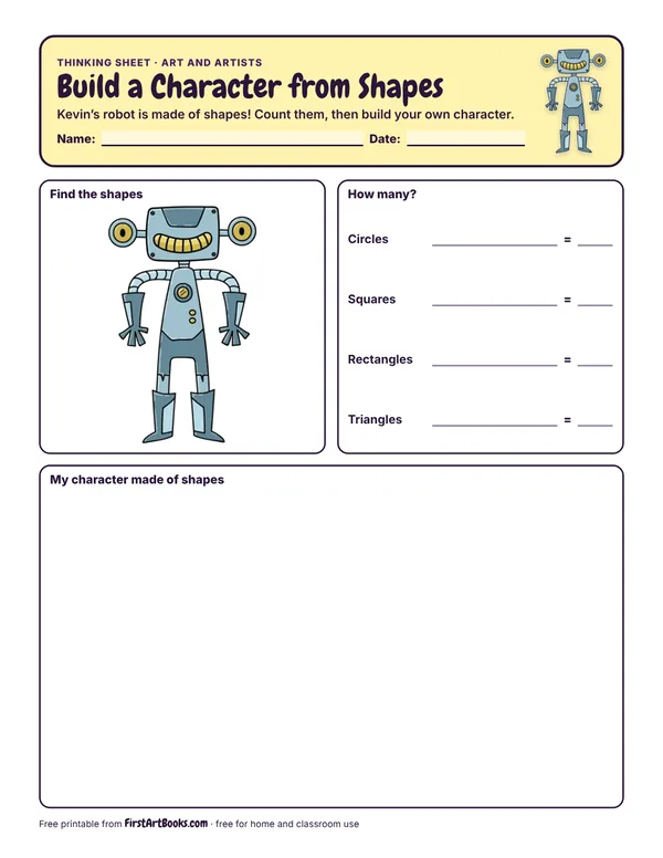 Preview of the Build a Character from Shapes thinking sheet