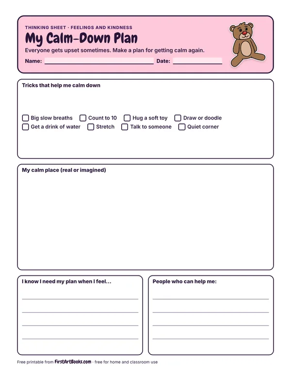 My Calm-Down Plan thinking sheet