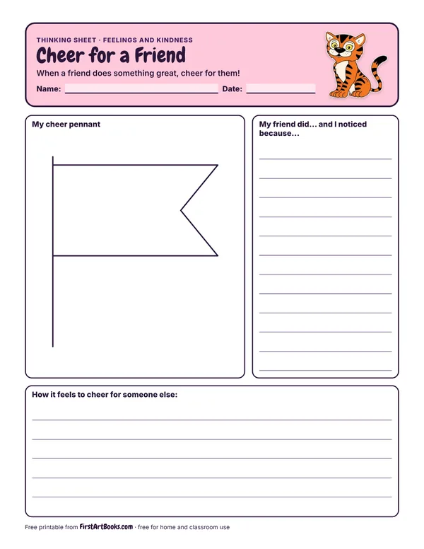 Preview of the Cheer for a Friend thinking sheet