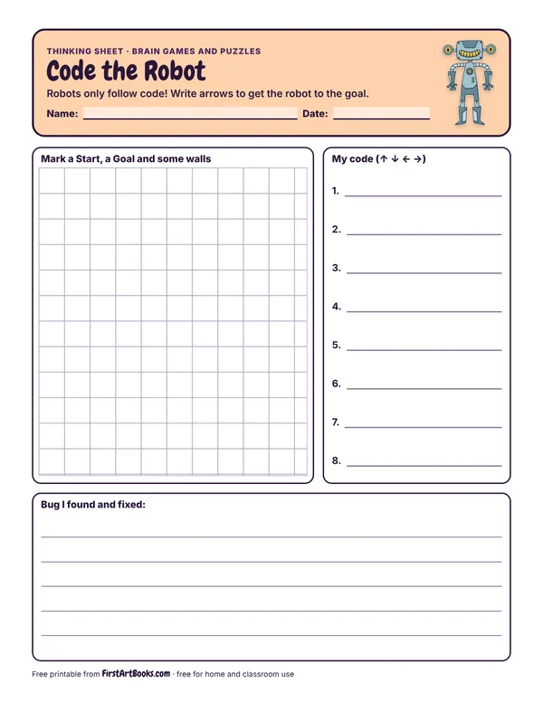 Preview of the Code the Robot thinking sheet