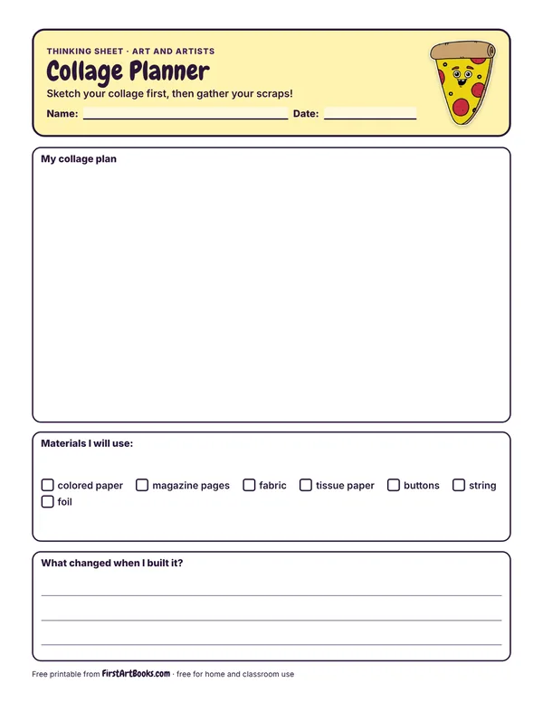 Preview of the Collage Planner thinking sheet