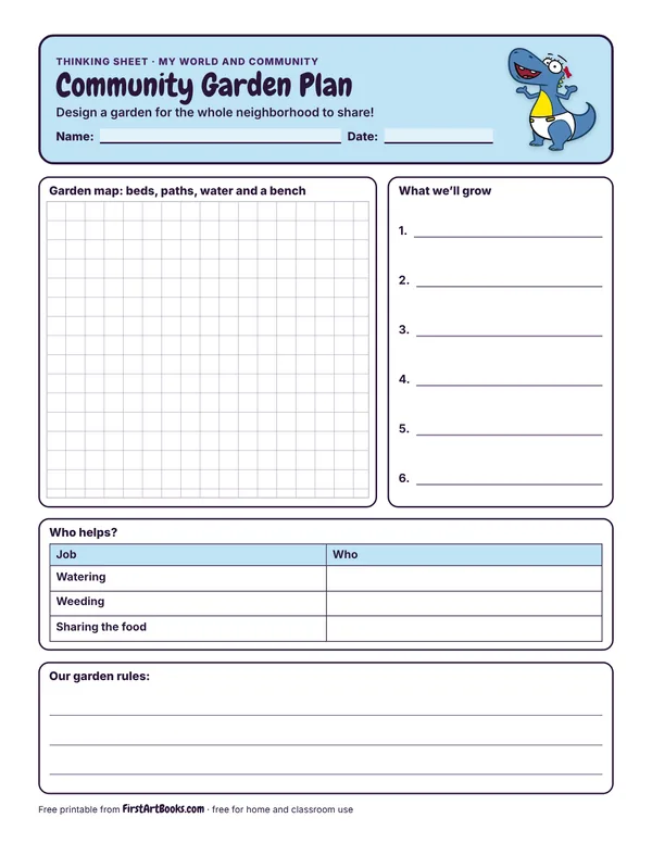 Preview of the Community Garden Plan thinking sheet